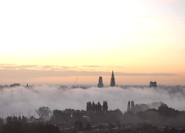 Antwerp / Belgium: Mist over River Scheldt