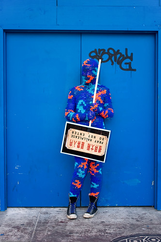 Thank You for Your Visit, Have a Nice Day (Wearable Sculpture) by Agata Olek / Art in Odd Places 2009: SIGN, New York City / 20091010.10D.55207.P1.L1 / SML | by See-ming Lee (SML)