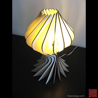 Bloom Table Lamp - laser-cut plywood pattern shade - Alien…