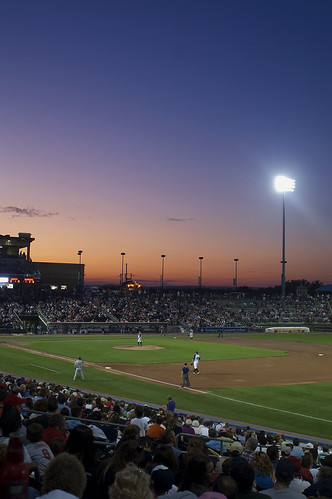 Sun Sets On The Baseball Diamond by Photo Amy, The company I work at provided tickets to a local minor league baseball game tonight.  I really don'