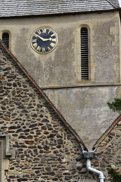 Clock on Tower at St James' Church, Shere, Surrey