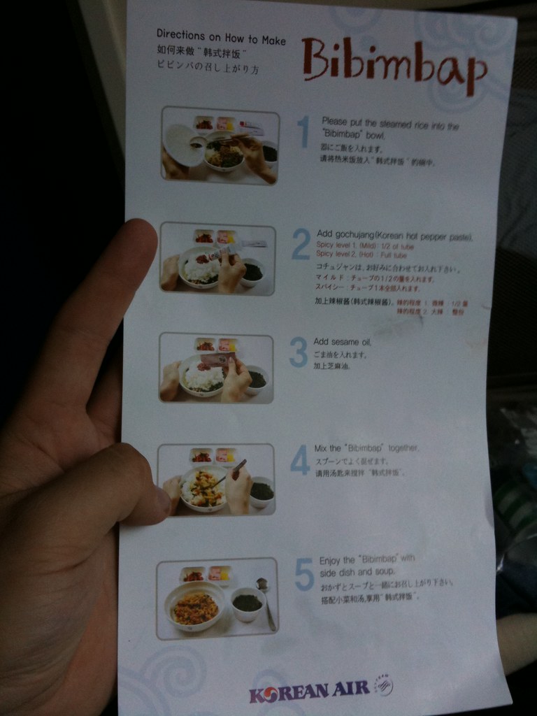 Korea Air lunch: Bibimbap