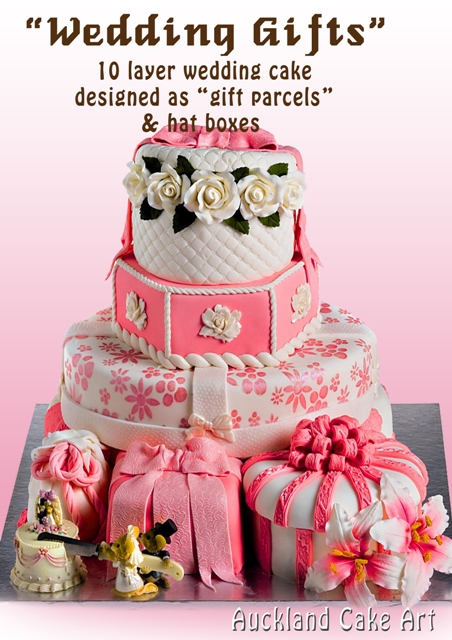 WEDDING MICE PINK GIFT BOX PRESENT CAKE