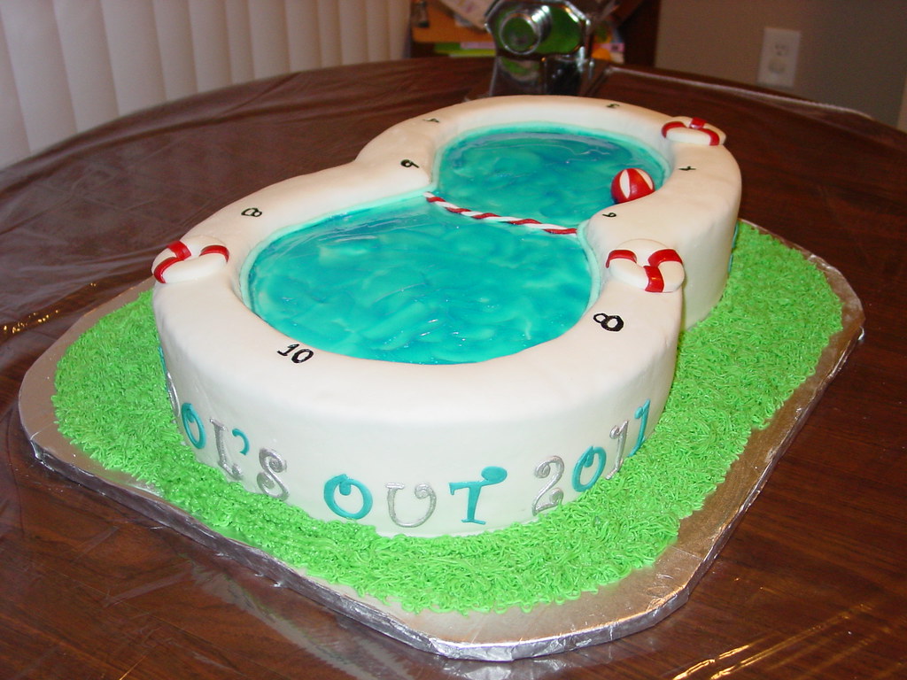 how to make swimming pool party cake - YouTube