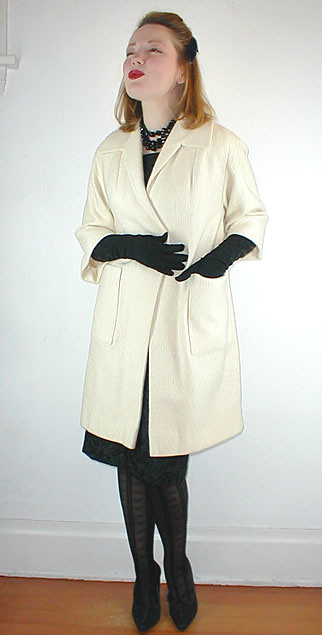 50s vintage cream clutch coat