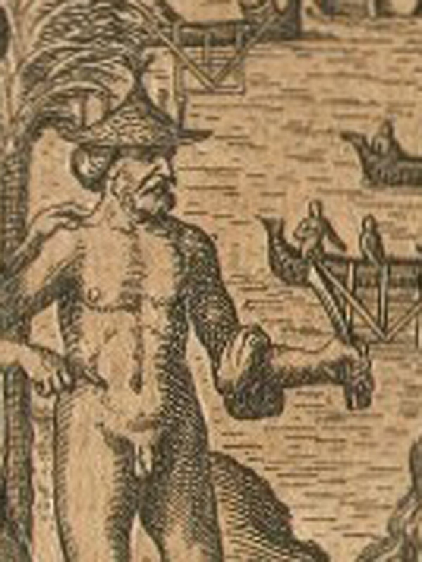 Ancient CHamorus/Chamorros made clubs and machete-like weapons called damang and katana for close quarters combat. Detail taken from Gottfried's Newe Welt and Americanischee Historen, 1631.

Johann Ludwig Gottfried/Guam Public Library System