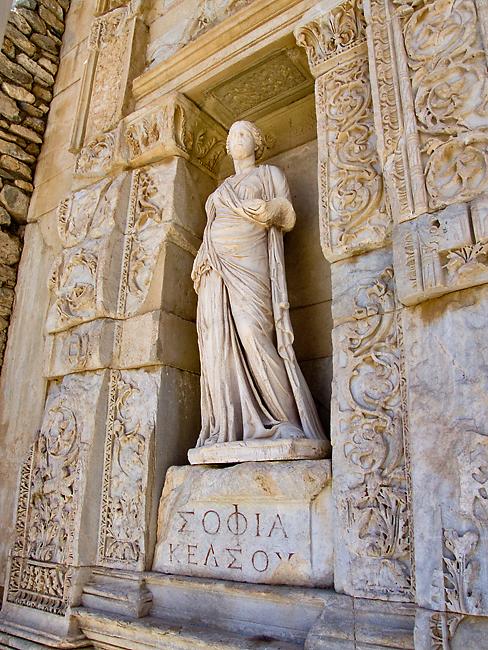 Statue of Sophia, Library of Celsus, Ephesus by chrisjohnbeckett
