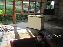 Batang Rejang River  32 - Boy having a refreshing bath