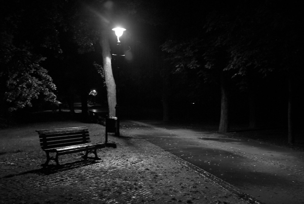 Open Seating | A bench alone in the dark on a rainy evening … | Flickr