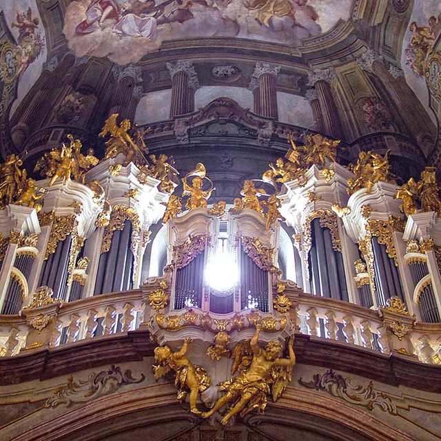 Rita Crane Photography: Prague / Baroque church / St. Nicholas church / pipe organ / interior / Angels Playing Heavenly Music, Prague
