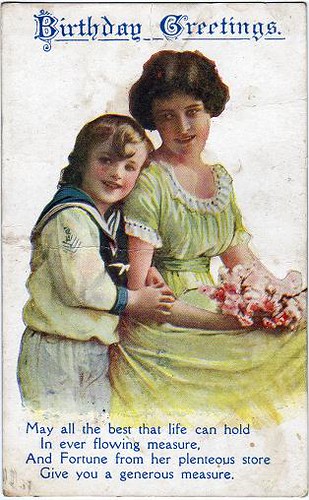 Birthday Greetings (vintage postcard, c.1918)