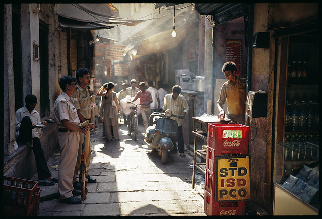 Boy Making a Dosa for Police Men, Benares/Varanasi India 2009