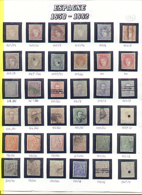 timbres, stamps, sellos, espagne 1855-1882 planche 3