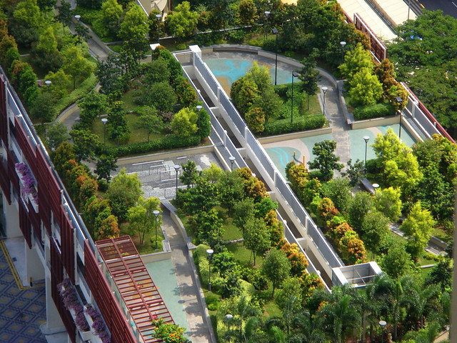 Rooftop Garden  viewed from 40th Storey HDB beside the Commonwealth MRT Singapore
