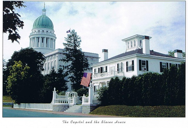 Maine Capitol and Blaine House postcard - available