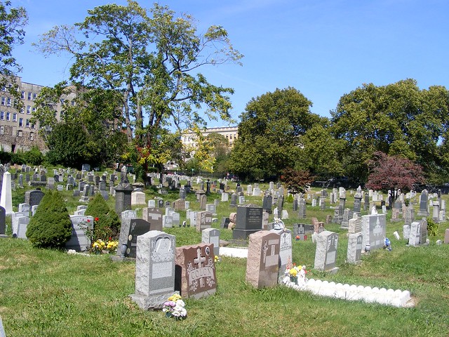 Landscape view of Harsimus-Jersey City Cemetery