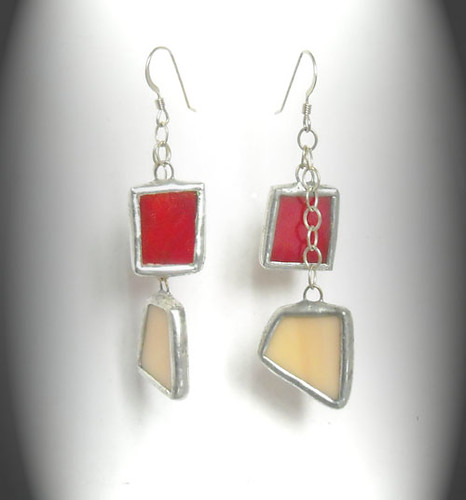 Stained Glass And Sterling Silver Earrings