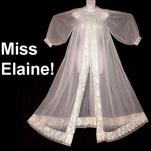 Miss Elaine Vintage Chiffon Peignoir, Floor Length, Fabulous, Wear as a Nightgown!