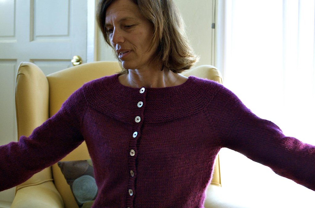 Karen models the seamless garter yoke cardigan | alicethelma… | aka ...