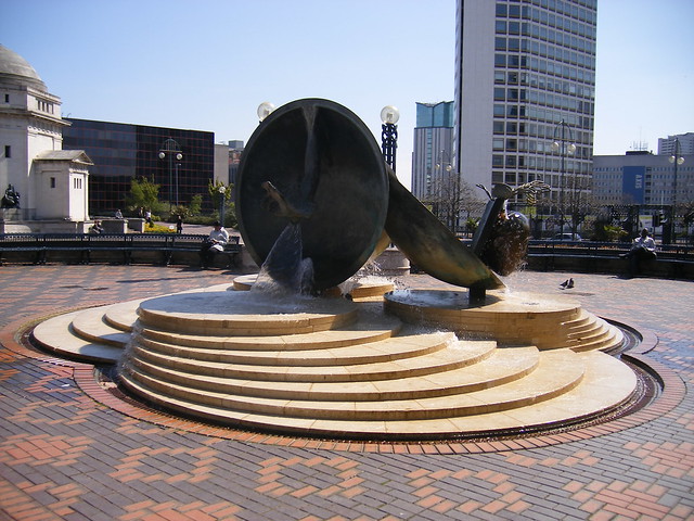 The Spirit of Enterprise - Bronze water fountain - Centenary Square, Birmingham