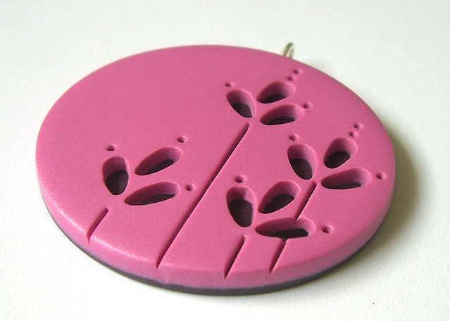 Pink Petals Polymer Clay Pendant