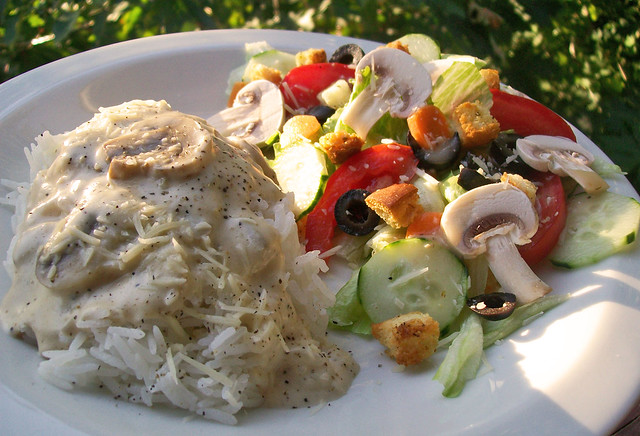 Rice Alfredo & Salad