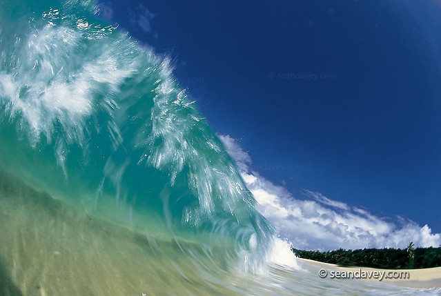 Slow shutter capture of a breaking wave at Ehukai, on the north shore of Oahu, hawaii.