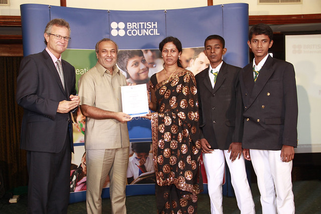 Methodist Central College, Batticaloa receiving the certificate for being among the schools who have submitted the best 10 portfolios of evidence for the International School Award 2011