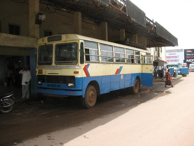 A Kadamba (Goa SRTC) bus awaits departure at Mapuca Bus Stn. - Goa