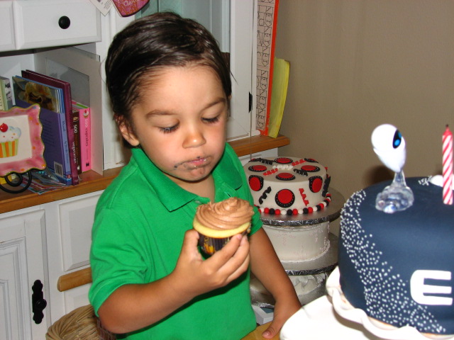 Evan with cupcake #2