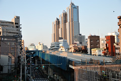 Shinjuku Park Tower and a Ramp to Nishi-shinjuku Junction under Construction