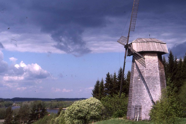 Tuulimylly.Smock windmill, Vuonna, Finland  May 1987