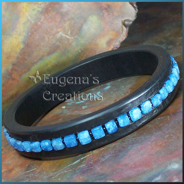 Bracelet Polymer Clay and Blue Kiwi
