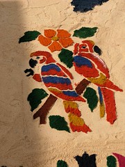 Sawdust art - Dinujos de aserrín; Semana Santa; Cobán, Guatemala