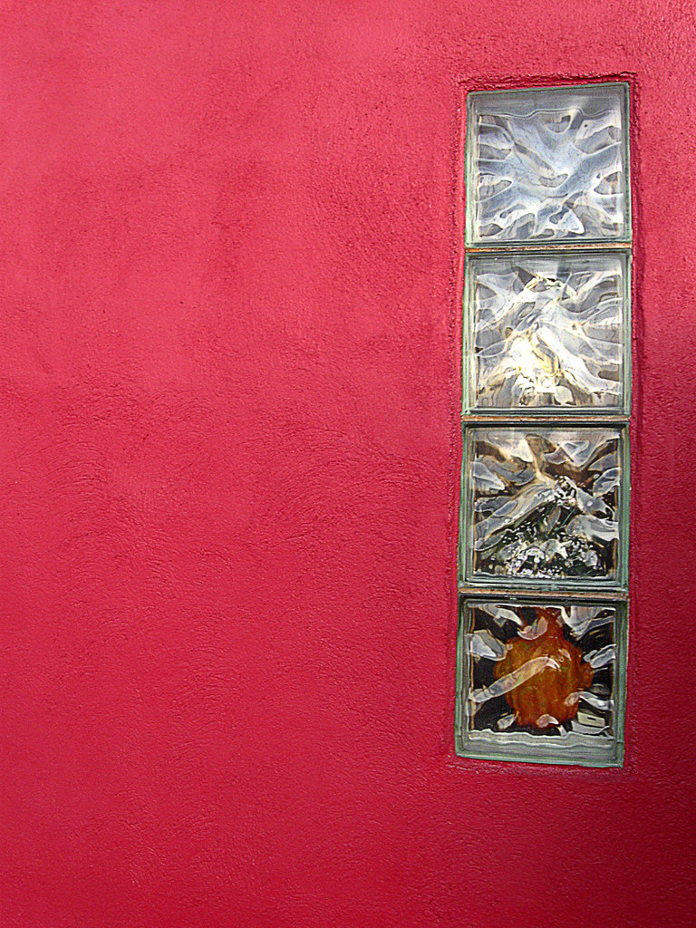 Red Wall and Glass Block
