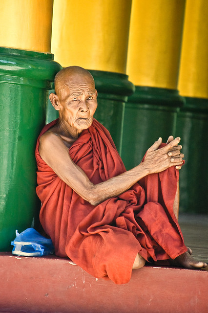 Elderly Monk, Shewdagon Pagoda, Yangon, Myanmar