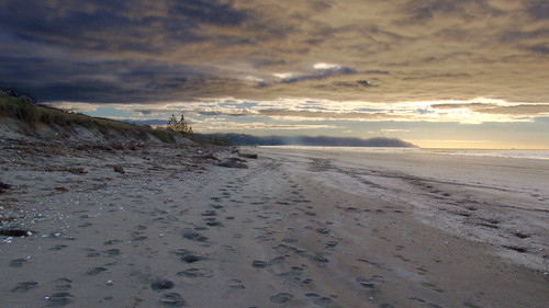 ocean sunset sea newzealand sky seascape beach water clouds landscape sand footprints aotearoa hdr bayofplenty