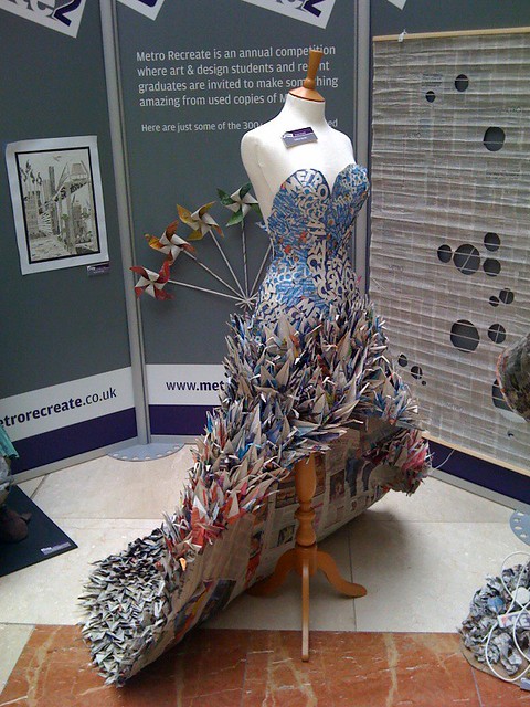 Dress made from newspapers | In the atrium where I work, we … | Flickr