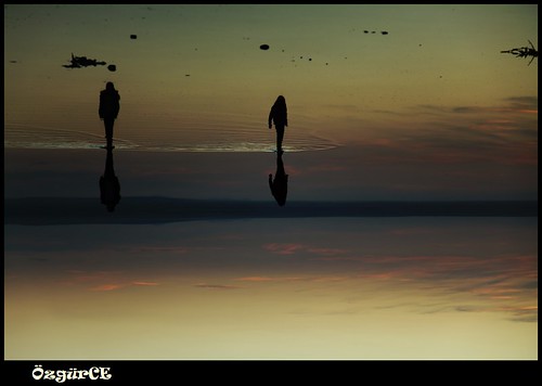 sunset reflection silhouette saltlake özgürce