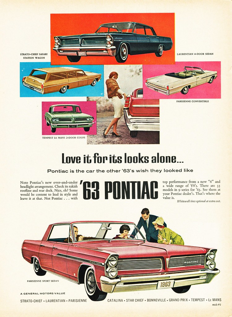 convertible    AD 4 pages ad french 1963  PONTIAC PARISIENNE Sport Coupe 