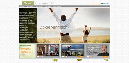 Web Project: Mannatech. Screen Shot of Explore Mannatech - Enriching Quality of Life.