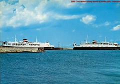 DSB - Roedby - Two ferries - Postcard - Coll: J.J.B.