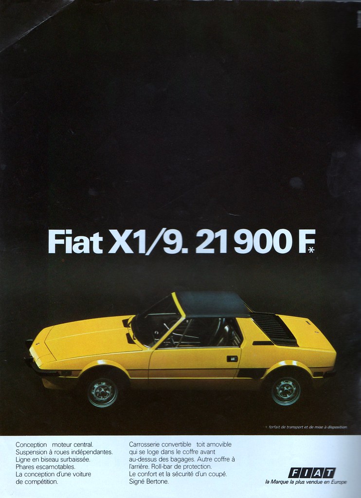 advertising Pubblicità 1973 FIAT X1/9 X 1/9 SPIDER BERTONE 