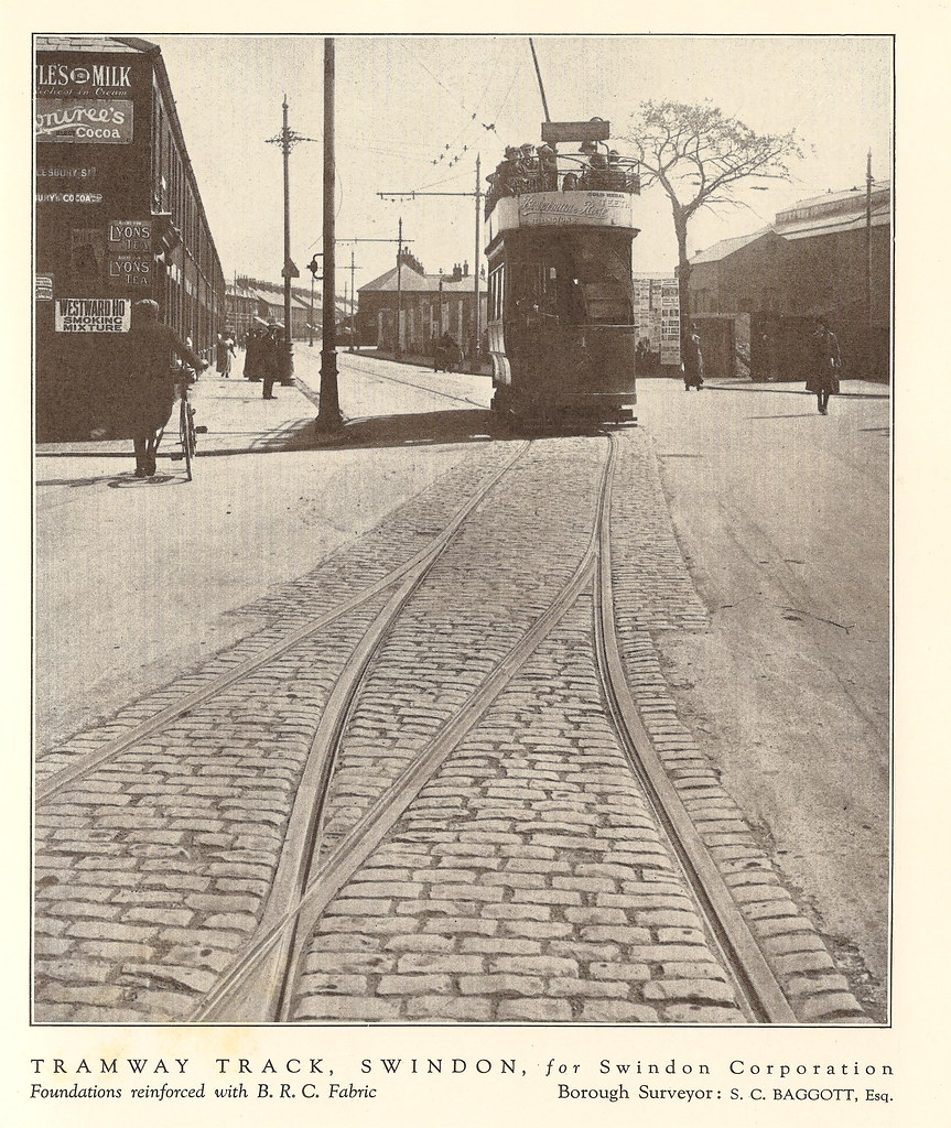 Tramway track at Manchester Road and Aylesbury St for Swindon Corporation, Swindon, Wiltshire - c1925