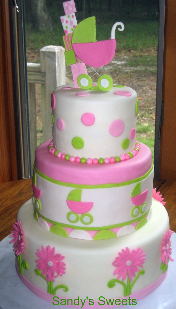 Pink and Green Baby Shower Cake - a photo on Flickriver