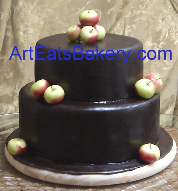 Two tier chocolate fondant wedding cake