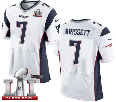 Nike Patriots #7 Jacoby Brissett White Super Bowl LI 51 Men's Stitched NFL Elite Jersey