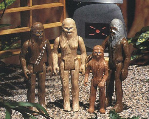 Test photo of prototype figs for Chewbacca's family from Star Wars Holiday Special (1978)