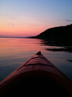 Red kayak, red sunset