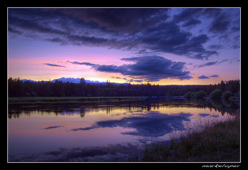 sunset reflection clouds oregon canon river bend central deschutes sunriver 50d markeloper